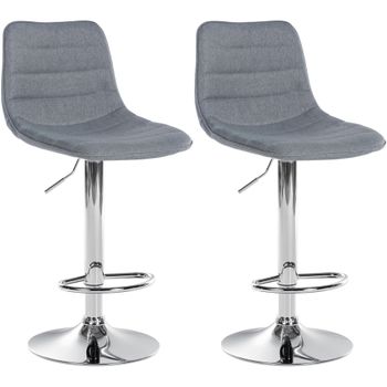 Clp Set De 2 Taburetes De Bar Lex En Tela Gris 46x45x89 Cm