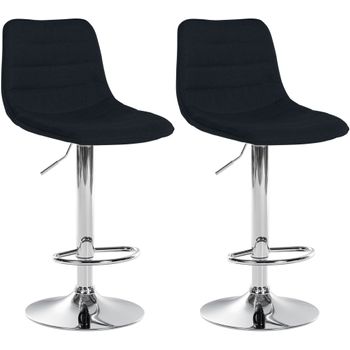 Clp Set De 2 Taburetes De Bar Lex En Tela Negro 46x45x89 Cm