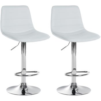 Clp Set De 2 Taburetes De Bar Lex En Piel Sintética Simil Cuero Blanco 46x45x89 Cm