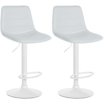 Clp Set De 2 Taburetes De Bar Lex En Piel Sintética Simil Cuero Blanco 46x45x89 Cm