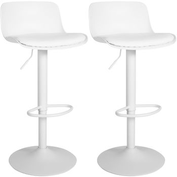 Clp Set De 2 Taburetes De Bar Almada En Polipiel Simil Cuero Blanco 46x43.5x75 Cm