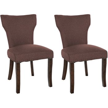 Clp Set De 2 Sillas De Comedor Zadar En Tela Marrón 59x52x90 Cm