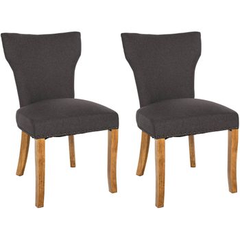 Clp Set De 2 Sillas De Comedor Zadar En Tela Gris Oscuro 59x52x90 Cm