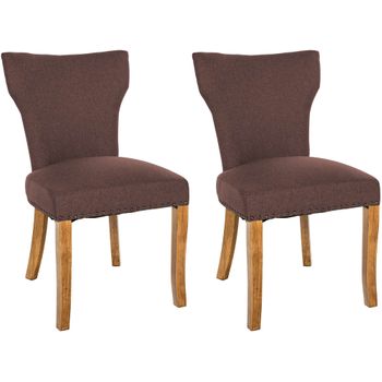 Clp Set De 2 Sillas De Comedor Zadar En Tela Marrón 59x52x90 Cm