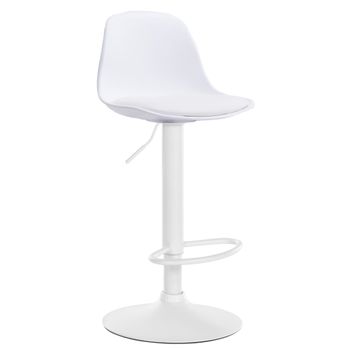 Clp Taburete Kiel Estructura De Plástico & Asiento De Polipiel Blanco 43x39x82 Cm