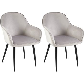 Clp Set De 2 Sillas De Comedor Boise En Terciopelo Gris 60x60x84 Cm