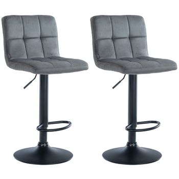 Clp Set De 2 Taburetes De Bar Peru En Terciopelo Gris Oscuro 47x46x94 Cm