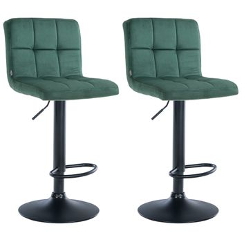 Clp Set De 2 Taburetes De Bar Peru En Terciopelo Verde 47x46x94 Cm