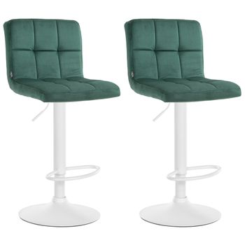 Clp Set De 2 Taburetes De Bar Peru En Terciopelo Verde 47x46x94 Cm