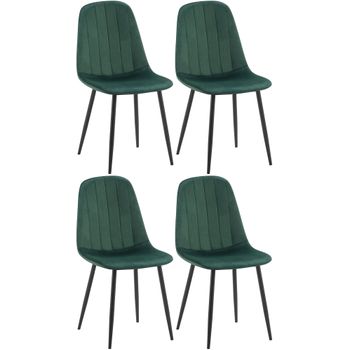 Clp Juego De 4 Sillas De Comedor Baxter En Terciopelo Verde 54x45x88 Cm