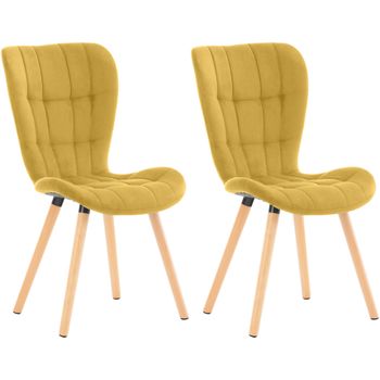 Clp Set De 2 Sillas De Comedor Elda Terciopelo Amarillo 63x50x88 Cm