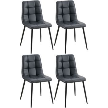 Clp Set De 4 Sillas De Comedor Antibes En Polipiel Simil Cuero Negro 55x45x84 Cm