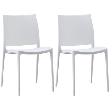 Clp Set De 2 Sillas Apilables Meton Plástico Blanco 49x42x81 Cm