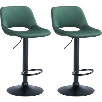 Clp Set De 2 Taburetes De Bar Camden En Terciopelo Verde 46x42x86 Cm