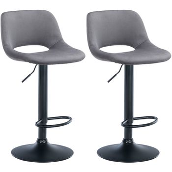 Clp Set De 2 Taburetes De Bar Camden En Terciopelo Gris Oscuro 46x42x86 Cm