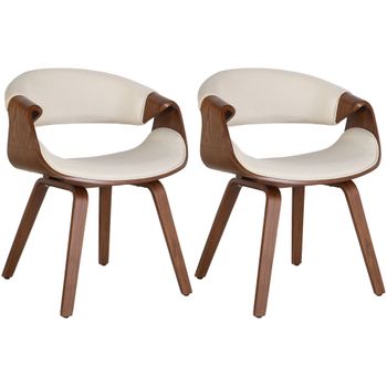 Clp Set De 2 Sillas De Comedor Foley Tela Eiche/creme 52x62x76 Cm