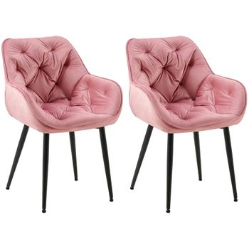 Clp Set De 2 Sillas De Comedor Tanna En Terciopelo Rosa 62x58x83 Cm