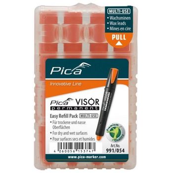 Estuche De 4 Minas Visor Permanente Naranja Fluorescente Pica 991/054