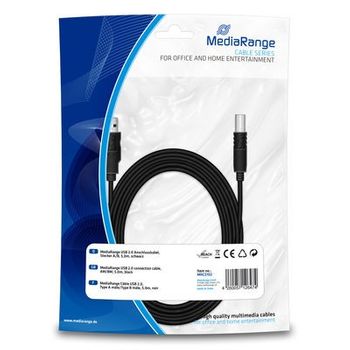 Mediarange Cable Impresora Usb 2.0 5mts