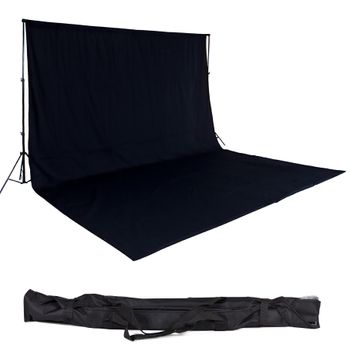 Conjunto De Sistema De Fondo Fotográfico 3x6 M + Funda - Negro