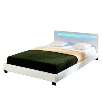 Corium Cama Elegante Tapizada En Piel Sintética - Con Sistema De Iluminación Led - (blanco) 140x200cm