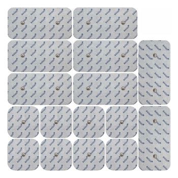 16 Electrodos Para Compex Tens Ems (8*100x50mm + 8*50x50mm). Almohadillas Conexión  Botón