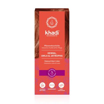 Henna Natural Con Amla Y Jatropha Rojo 100g Khadi