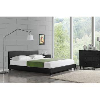 [corium] Cama De Matrimonio Albacete Tapizada En Piel Sintética (180x200cm) (negro)