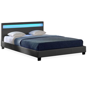 Cama Canapé Hidráulica De Cuero Sintético Negro 160x200 Cm Vidaxl con  Ofertas en Carrefour