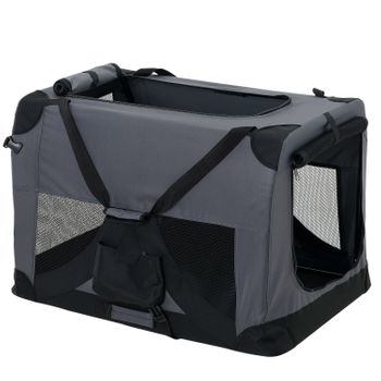 [pro.tec] Bolsa De Transporte Para Mascotas - Tamaño: M (60x42cm) - Transportín Plegable Para Perro (gris)