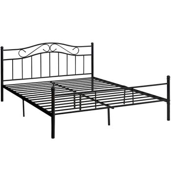 Cama Matrimonio Laos Con Somier - Metal - 140 X 200cm - Gris Oscuro Mate  [en.casa] con Ofertas en Carrefour