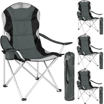 4 Sillas De Camping Acolchadas - Gris