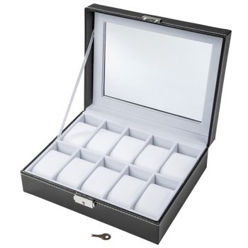 Caja Guarda Con Llave 10 Relojes - Blanco