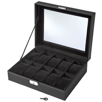 Caja Guarda Con Llave 10 Relojes - Negro