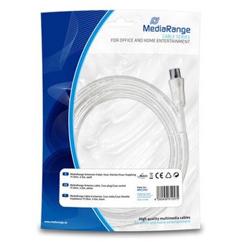 Mediarange Cable De Antena Coaxial Blanco 1.5m