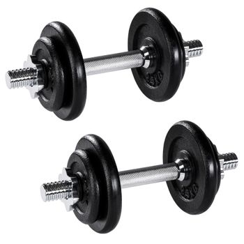 HOMCOM Juego de Pesas de 55 kg con Mancuernas y Barra Pesos Ajustables 2 en  1 con Discos para Culturismo Entrenamiento Fitness en Hogar Gimnasio Negro