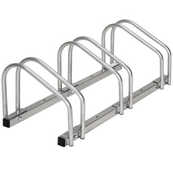 Aparcamiento para Bicicletas HOMCOM 145x33x27 cm Plata