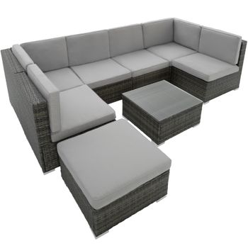 Conjunto De Muebles De Ratán Venecia - Gris