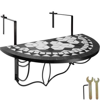 Mesa Plegable De Balcón Para Macetas Mosaico 75x65x62cm - Negro/blanco