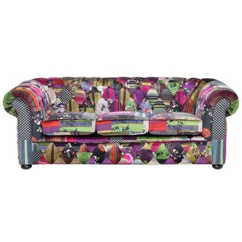 Sofá Chesterfield 3 Plazas Tapizado Multicolor Violeta Chesterfield - Multicolor