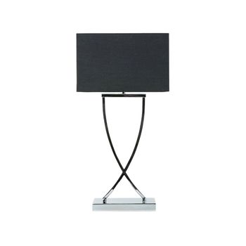 Lámpara De Mesa De Metal Negro Plateado Poli Algodón 62 Cm Sala De Estar Yasuni - Negro