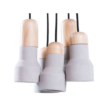 Lámpara De Techo Gris Luz 5 Focos De Hormigón Madera Clara Moderna Industrial Apure - Gris