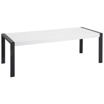 Mesa De Comedor Blanca Con Pata Negras Con Recubrimiento En Polvo Para 8 Personas 220 X 90 X 76 Cm Moderna Arctic I - Blanco