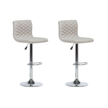 Conjunto De 2 Taburetes De Bar Con Asiento Acolchado De Tela Beige Altura Ajustable Giratorio Con Reposapiés Orlando - Beige