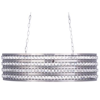 Lámpara De Techo Plateada 108 Cm Doble Luz Estilo Glam Cavone - Plateado