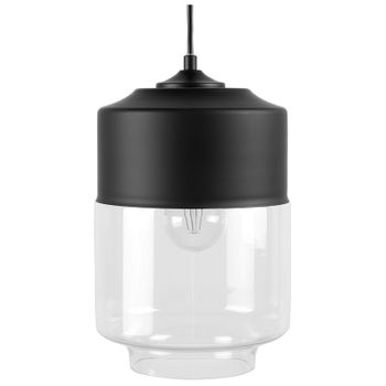 Lámpara De Techo Colgante De Vidrio Con Base De Metal Negro Estilo Industrial Minimalista Jurua - Negro