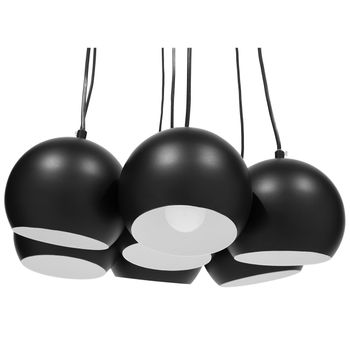 Lámpara Colgante 7 Luces Con Pantallas Redondas De Metal Negro Olza - Negro