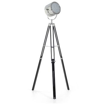 Lámpara De Pie Metal Negro 143 Cm Proyector Pantalla Cilíndrica Trípode Diseño Industrial Alzette - Negro