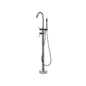 Grifo De Baño Mono Mando De Latón Plateado Con Ducha De Mano Bañera Independiente Moderno Tugela - Plateado