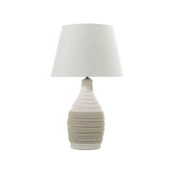 Lámpara De Noche Beige Pantalla De Seda Base De Porcelana 56 Cm Estilo Clásico Tradicional Tormes - Beige